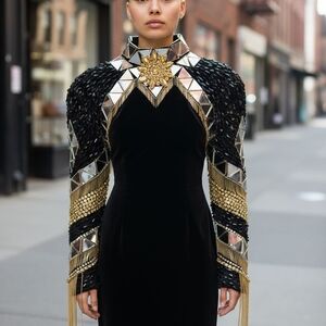 Elegant Black and Gold Sequin Mini Dress